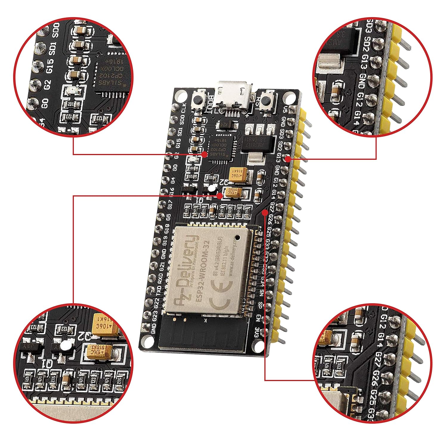 Scheda di Sviluppo ESP32 NodeMCU WiFi CP2102 - immagine 2